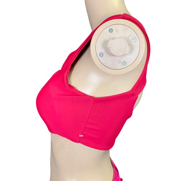 Cupshe Womens Bikini Swimsuit Top Cutout High Neck Magenta Pink Small - Picture 6 of 12